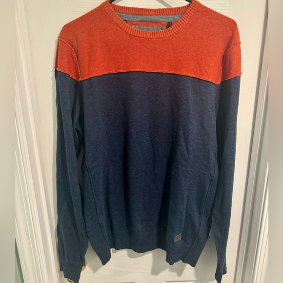 NWT BUFFALO DAVID BITTON Men’s Pullover Crewneck Sweater Blue/Orange Size XL NEW - Picture 1 of 9